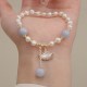 Aquamarine Pearl Ginkgo Leaf Butterfly Charm Bracelet Aquamarine Pearl Ginkgo Leaf Butterfly Charm Bracelet