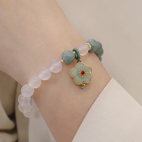 White Agate Jade Lotus Peace Buckle Protection Bracelet White Agate Jade Lotus Peace Buckle Protection Bracelet