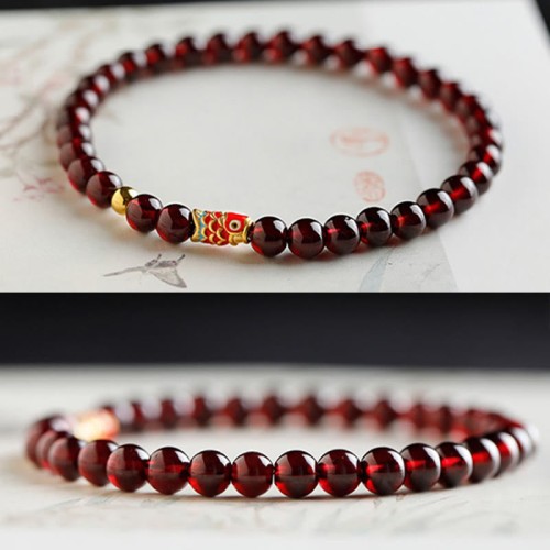 999 Gold Koi Fish Garnet Protection Bracelet 999 Gold Koi Fish Garnet Protection Bracelet