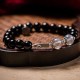 925 Silver Obsidian Moonstone Strength Couple Bracelet 925 Silver Obsidian Moonstone Strength Couple Bracelet