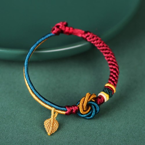 Tibetan Mandala Knot Leaf Luck Rope Bracelet Tibetan Mandala Knot Leaf Luck Rope Bracelet