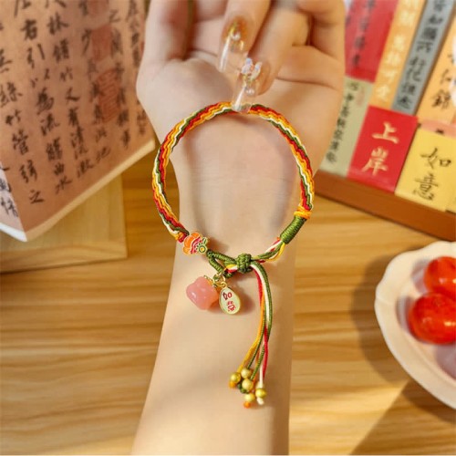 Persimmon Red Agate Strength Reincarnation Knot Bracelet