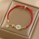 18K Gold Hetian Jade Luck Red Rope Bracelet 18K Gold Hetian Jade Luck Red Rope Bracelet