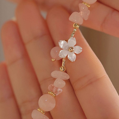 Gold-Plated Pink Crystal Flower Love Bracelet Gold-Plated Pink Crystal Flower Love Bracelet