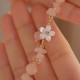 Gold-Plated Pink Crystal Flower Love Bracelet Gold-Plated Pink Crystal Flower Love Bracelet