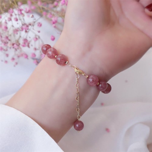 Strawberry Quartz Pearl Four Leaf Clover Love Bracelet Strawberry Quartz Pearl Four Leaf Clover Love Bracelet