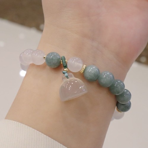 White Agate Jade Lotus Peace Buckle Protection Bracelet White Agate Jade Lotus Peace Buckle Protection Bracelet