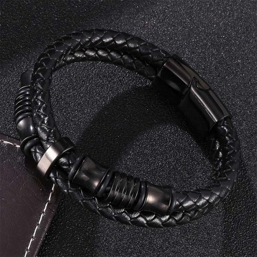 Layered Leather Weave Fortune Bracelet Layered Leather Weave Fortune Bracelet