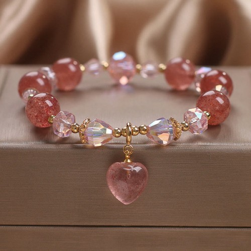 Strawberry Quartz Love Heart Healing Bracelet