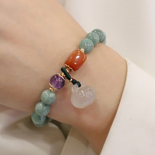 Cyan Jade Lotus Amethyst Crystal Healing Bracelet Cyan Jade Lotus Amethyst Crystal Healing Bracelet