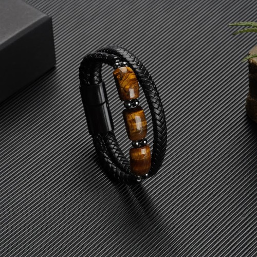 Tiger Eye Protection Willpower Leather Bracelet Tiger Eye Protection Willpower Leather Bracelet