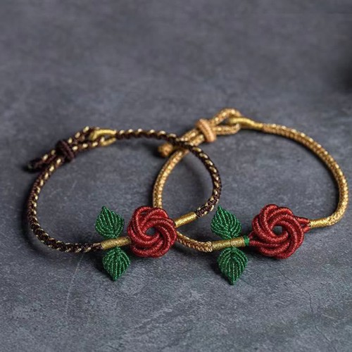 Rose Flower Peace Knot Handmade Luck Bracelet Rose Flower Peace Knot Handmade Luck Bracelet