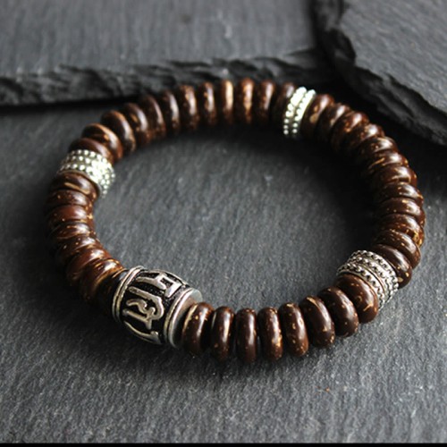 Tibetan Coconut Shell Om Mani Padme Hum Bracelet Tibetan Coconut Shell Om Mani Padme Hum Bracelet