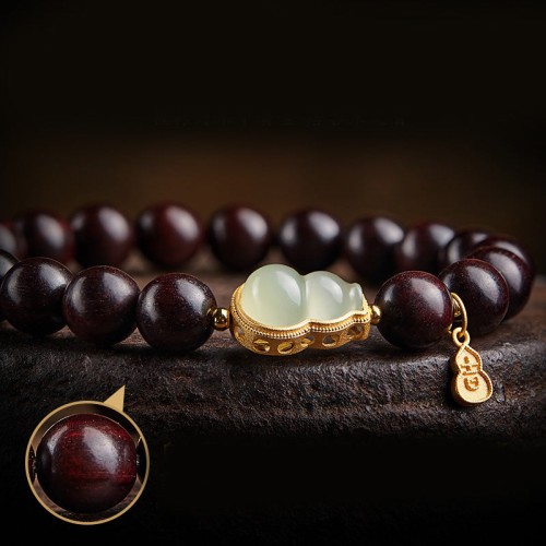Red Sandalwood Gourd Jade Calm Bracelet