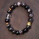 Silver Sheen Obsidian Om Mani Padme Hum Protection Bracelet