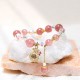 Strawberry Quartz Crystal Money Bag Bracelet