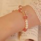 Pearl Strawberry Quartz Honey Bee Charm Healing Bracelet