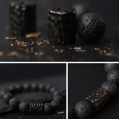Lava Rock Ebony Wood Tiger Eye Bracelet Lava Rock Ebony Wood Tiger Eye Bracelet