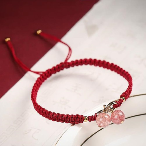 Strawberry Quartz Amethyst Green Phantom Positive Bracelet