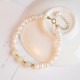 14K Gold Plated Pearl Hetian Cyan Jade Sincerity Bead Bracelet 14K Gold Plated Pearl Hetian Cyan Jade Sincerity Bead Bracelet