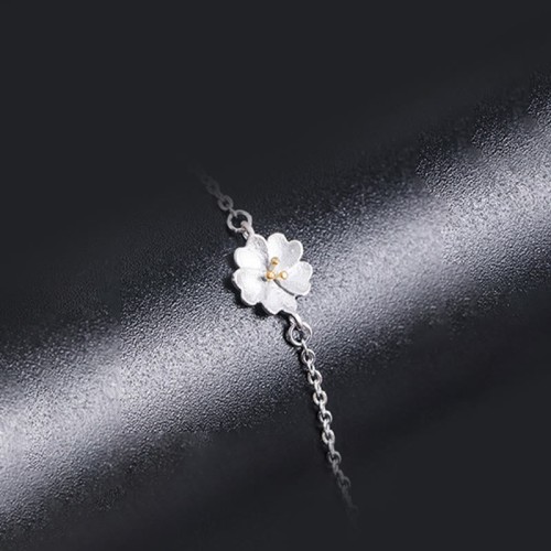 925 Silver Cherry Blossom Blessing Chain Bracelet 925 Silver Cherry Blossom Blessing Chain Bracelet