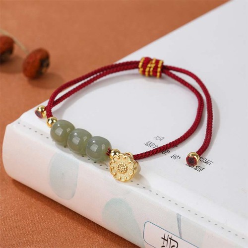 Hetian Jade Bead Lotus Pod Prosperity Bracelet