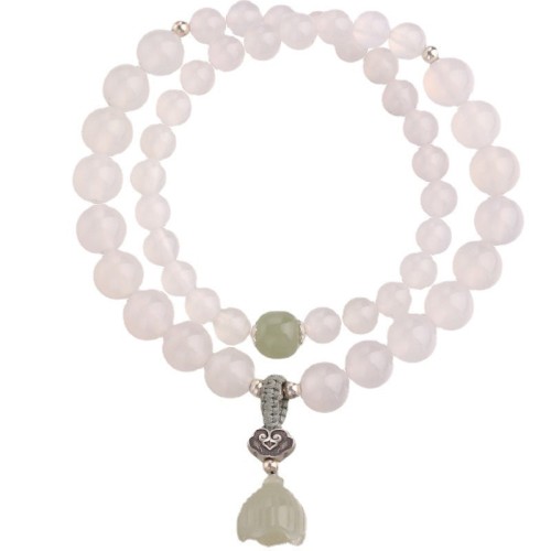 White Agate Jade Lotus Protection Bracelet White Agate Jade Lotus Protection Bracelet