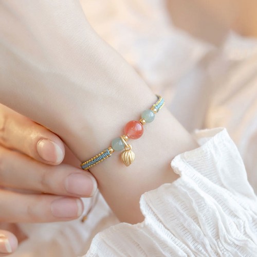 Red Agate Jade Lotus Confidence Bracelet Red Agate Jade Lotus Confidence Bracelet