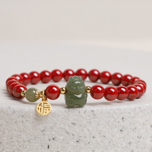 Dragon Year Cinnabar Hetian Jade Ruyi Bracelet Dragon Year Cinnabar Hetian Jade Ruyi Bracelet
