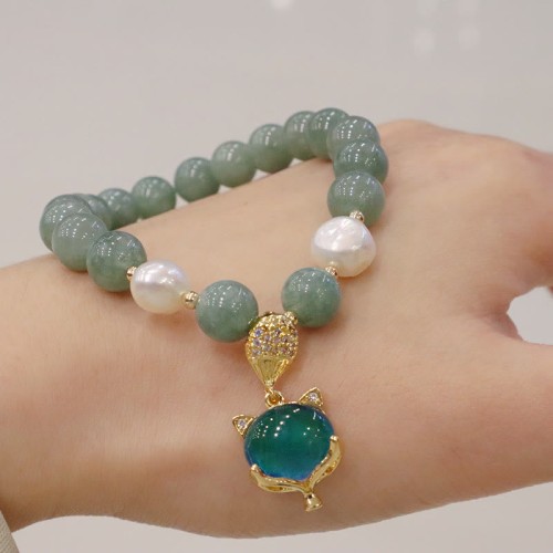 Jade Pearl Fox Charm Luck Bracelet Jade Pearl Fox Charm Luck Bracelet