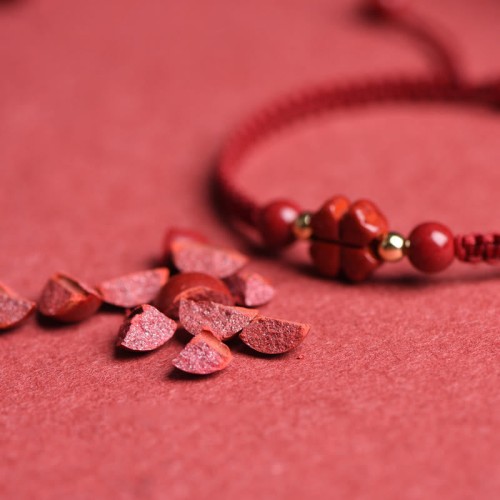 Four Leaf Clover Cinnabar Blessing Bracelet Four Leaf Clover Cinnabar Blessing Bracelet
