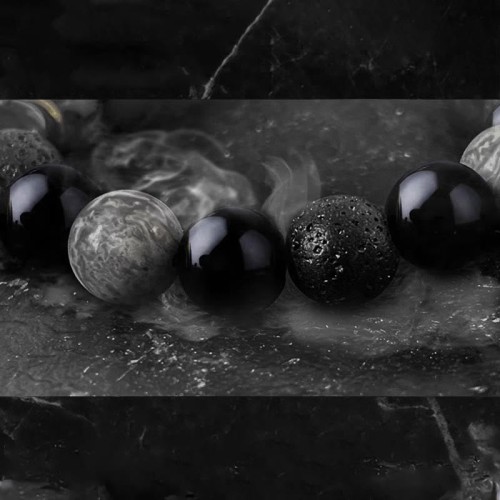 Black Obsidian Lava Rock Yin Yang Bracelet Black Obsidian Lava Rock Yin Yang Bracelet