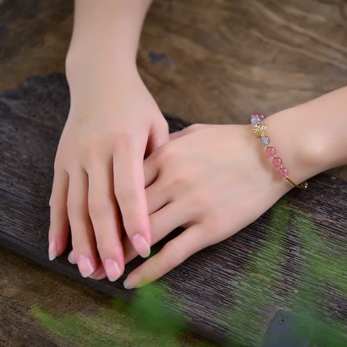 Strawberry Quartz Moonstone Positive Bracelet Strawberry Quartz Moonstone Positive Bracelet