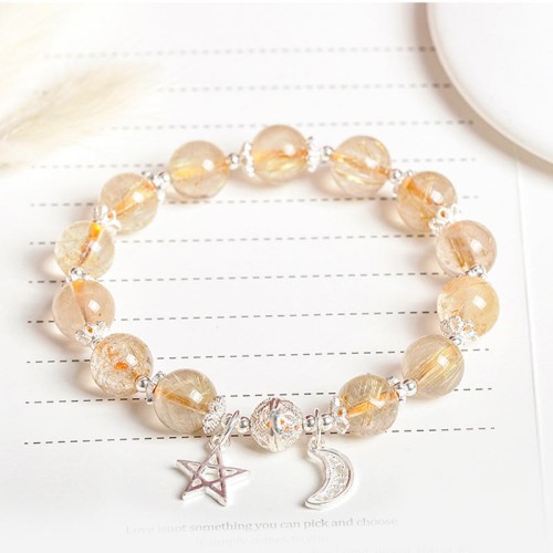Sterling Silver Citrine Moon Star Bracelet Sterling Silver Citrine Moon Star Bracelet