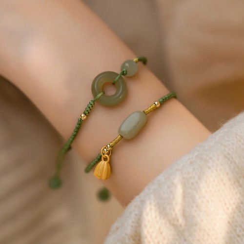 Lotus Jade Luck Happiness Bracelet