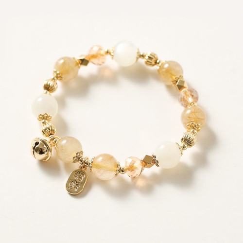 14K Gold Plated Golden Rutilated Quartz Wealth Charm Bracelet 14K Gold Plated Golden Rutilated Quartz Wealth Charm Bracelet