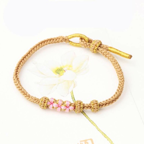 Peach Blossoms Luck Braided String Bracelet