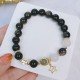 Natural Silver Sheen Obsidian Heart Star Flower Protection Bracelet