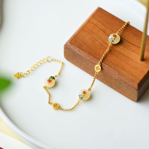 Peace Buckle White Jade Luck Bracelet Peace Buckle White Jade Luck Bracelet