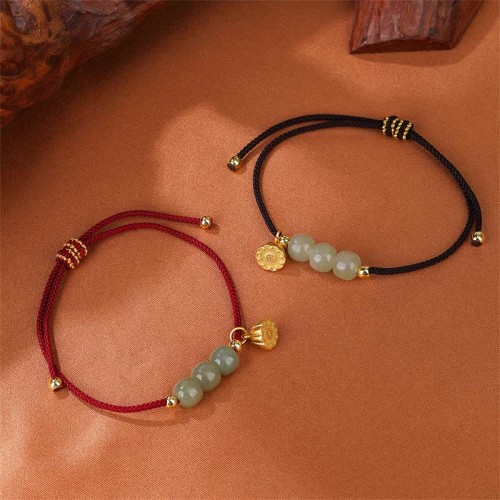 Hetian Jade Bead Lotus Pod Prosperity Bracelet