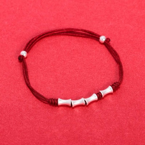 925 Silver Bamboo Design Protection Luck Braided Bracelet 925 Silver Bamboo Design Protection Luck Braided Bracelet