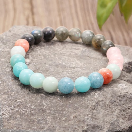 Amazonite Black Glitter Stone Positive Tassel Bracelet Amazonite Black Glitter Stone Positive Tassel Bracelet