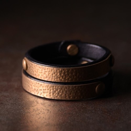 Vintage Handmade Copper Brass Leather Wealth Bracelet Vintage Handmade Copper Brass Leather Wealth Bracelet