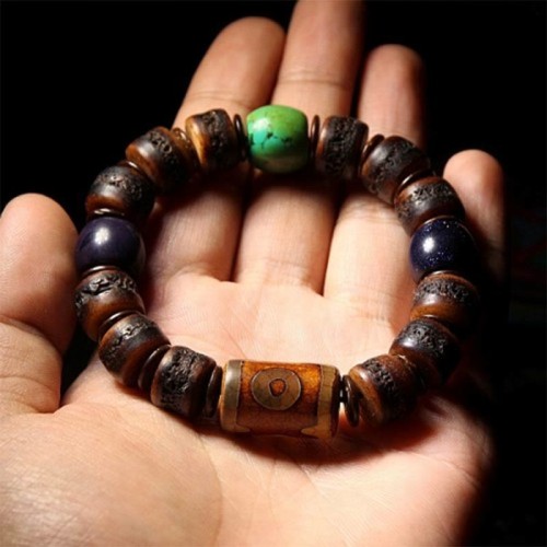 Tibetan Yak Bone Dzi Bead Turquoise Evil Spirit Bracelet Tibetan Yak Bone Dzi Bead Turquoise Evil Spirit Bracelet