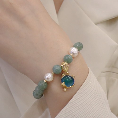 Jade Pearl Fox Charm Luck Bracelet Jade Pearl Fox Charm Luck Bracelet