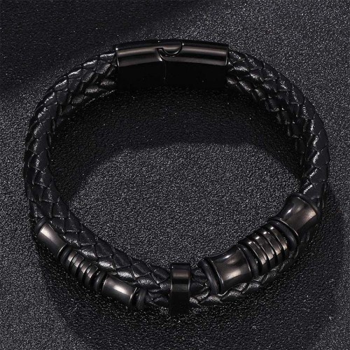Layered Leather Weave Fortune Bracelet Layered Leather Weave Fortune Bracelet
