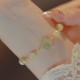 14K Gold Hetian Jade Rose Flower Luck Chain Bracelet 14K Gold Hetian Jade Rose Flower Luck Chain Bracelet