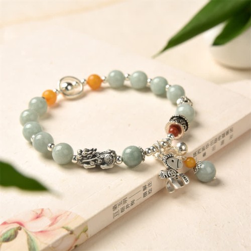 925 Silver Jade Amber PiXiu Success Bracelet 925 Silver Jade Amber PiXiu Success Bracelet