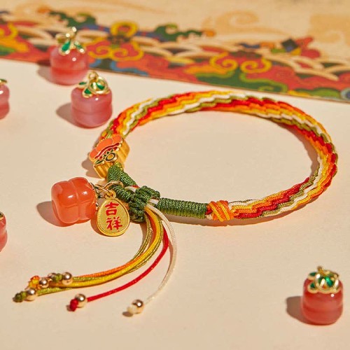 Persimmon Red Agate Strength Reincarnation Knot Bracelet