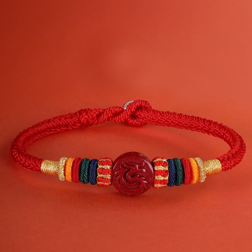 Year of the Dragon 925 Silver Cinnabar Auspicious Bracelet Year of the Dragon 925 Silver Cinnabar Auspicious Bracelet